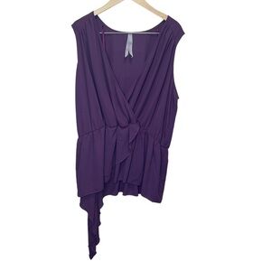Melissa McCarthy Purple Faux Wrap Sleeveless Blouse Size 2x